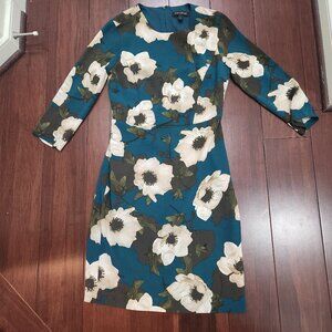 Banana Republic Teal Floral Midi Dress